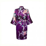 Sizes S - XXXL Women Short Satin Robe Printed Floral Nightgown Sexy Kimono Sleepwear