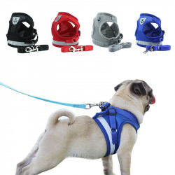 Dog/Puppies/Cat Harness Vest With Reflective Walking Lead Leash Polyester Mesh Harness