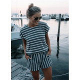 Summer Women Beach Playsuits 2019 Fashion Casual Short Sleeve Striped Jumpsuits Rompers