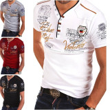 2019 Summer Mens Shirt Short sleeve Fashion V-neck cotton shirts