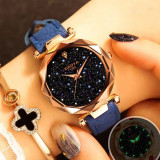 New Casual Designer Ladies Quartz Watch Starry Sky Multicolor Leather Band