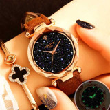 New Casual Designer Ladies Quartz Watch Starry Sky Multicolor Leather Band