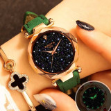 New Casual Designer Ladies Quartz Watch Starry Sky Multicolor Leather Band