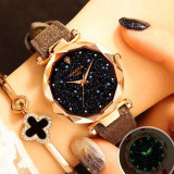 New Casual Designer Ladies Quartz Watch Starry Sky Multicolor Leather Band