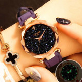 New Casual Designer Ladies Quartz Watch Starry Sky Multicolor Leather Band