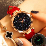 New Casual Designer Ladies Quartz Watch Starry Sky Multicolor Leather Band