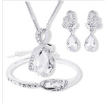 Austrian Crystal Jewelry Sets Water Drop Pendant Necklace Stud Earring Bracelet