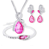 Austrian Crystal Jewelry Sets Water Drop Pendant Necklace Stud Earring Bracelet