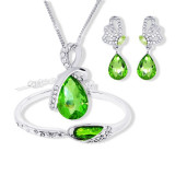 Austrian Crystal Jewelry Sets Water Drop Pendant Necklace Stud Earring Bracelet