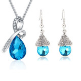 Austrian Crystal Jewelry Sets Water Drop Pendant Necklace Stud Earring Bracelet