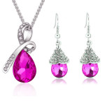 Austrian Crystal Jewelry Sets Water Drop Pendant Necklace Stud Earring Bracelet