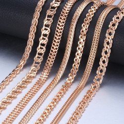 Necklace For 585 Rose Gold Venitian Curb Snail Foxtail Link Chains Necklace Fashion Jewelry 50cm 60cm