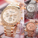 Luxury Brand Relogio Feminino Ladies Gold Steel Quartz Watch Geneva Casual Crystal Rhineston