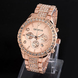 Luxury Brand Relogio Feminino Ladies Gold Steel Quartz Watch Geneva Casual Crystal Rhineston