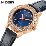 Women Luxury Watch Reloj Mujer MEGIR Twinkly Small Women Watches Rose Gold