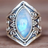 Vintage Silver Big Stone Ring for Women Fashion Bohemian Boho Jewellery