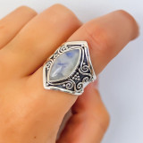 Vintage Silver Big Stone Ring for Women Fashion Bohemian Boho Jewellery