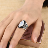 Vintage Silver Big Stone Ring for Women Fashion Bohemian Boho Jewellery