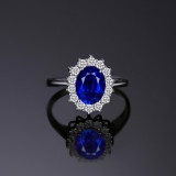 Princess Diana 3.2 ct Created Blue Sapphire Ring 925 Sterling Silver