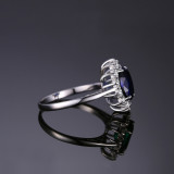 Princess Diana 3.2 ct Created Blue Sapphire Ring 925 Sterling Silver