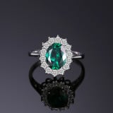 Jewelry-Palace Green Emerald 925 Sterling Silver Princess Diana Ring For Women