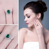 Jewelry-Palace Green Emerald 925 Sterling Silver Princess Diana Ring For Women