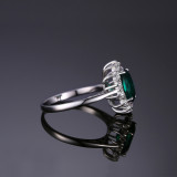 Jewelry-Palace Green Emerald 925 Sterling Silver Princess Diana Ring For Women