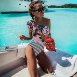 2019 Summer Sexy Beachwear Lace One Shoulder Swimwear One Piece Suits Monokini Swimsuit
