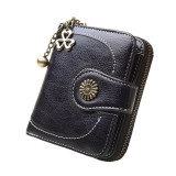 Vintage Button Phone Purses Women Wallets Leather Long Zipper Cards Clutch