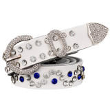 High Quality Second layer Cow leather Thin Belt luxury Rhinestones