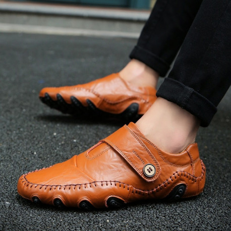 Genuine Leather Casual Shoes Luxury Brand Mens Slip On Loafers