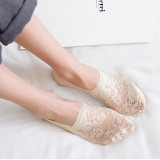 5 Pair Pack Ladies Lace Invisible Socks Breathable Elastic Low Cut Anti-Slip