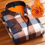 Fashion Men's Winter Thick Flannel Warm Plaid Long Sleeve Shirts