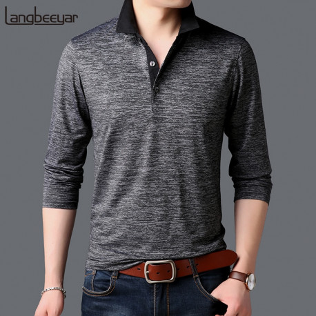 2019 New Fashion Brand Polo British Style Collar Shirt Long Sleeve Casual