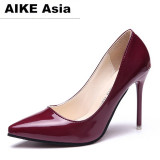 2018 HOT Women Shoes Pointed Toe Pumps Patent Leather Dress High Heels