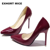 2018 HOT Women Shoes Pointed Toe Pumps Patent Leather Dress High Heels