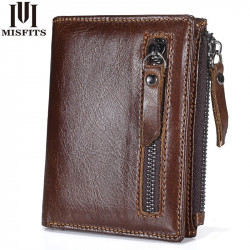 2019 New Genuine Leather Mens Wallet zipper Short Coin Purse Brand Cowhide Credit&id Wallet Multifunction.