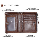 2019 New Genuine Leather Mens Wallet zipper Short Coin Purse Brand Cowhide Credit&id Wallet Multifunction.