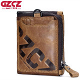 GZCZ Genuine Leather Men's Wallet Fashion Coin And Card Holder Small Wallet Portomonee Male Clutch.