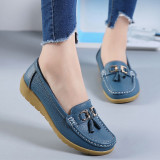 2019 Fashion Shoes Women Genuine Leather Casual Wedge Slip-on Loafers