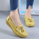 2019 Fashion Shoes Women Genuine Leather Casual Wedge Slip-on Loafers