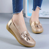 2019 Fashion Shoes Women Genuine Leather Casual Wedge Slip-on Loafers