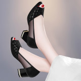 Summer Women Sandals Bling Open Toe High Heels Hollow Out Pumps