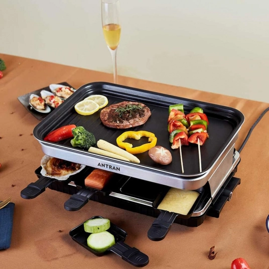 Indoor Grill Smokeless Korean BBQ Grill 2 IN 1 Griddle Electric Grill Raclette Table Grill Kitchen Appliances with 8 Mini Grill