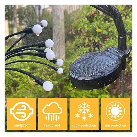 Flechllary 2 Pack 16 LED Solar Garden Lights, Firefly Garden Lights Solar Outdoor（Sway by Wind） Solar Lights for Outside, Solar 