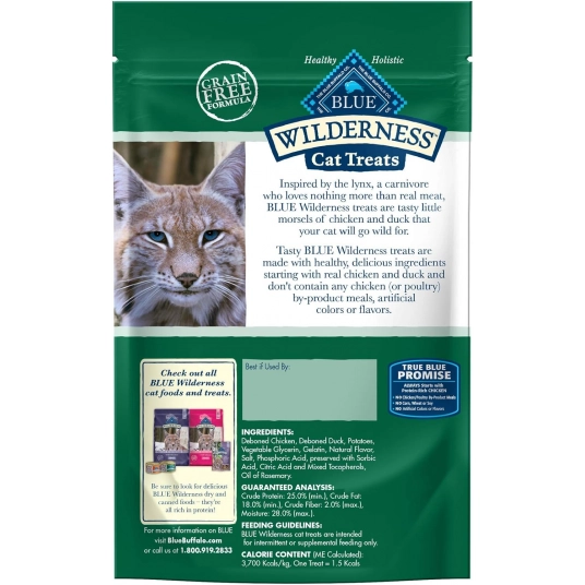 Blue Buffalo Wilderness Grain Free Soft-Moist Cat Treats, Chicken & Duck 2-oz Bag