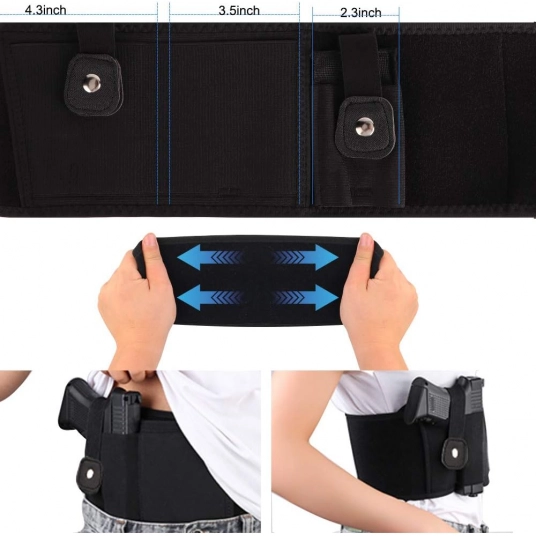 Belly Band Holster for Concealed Carry-Gun Holster for Women & Men Fits Glock, Smith Wesson, Taurus, Ruger, and More-Breathable 