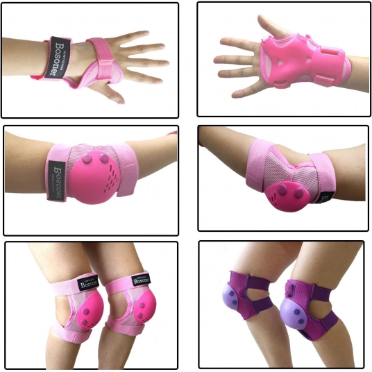BOSONER Kids/Youth Knee Pads Elbow Pads Wrist Guards Set for 3-15 Years, Child Protective Gear Set for Roller Skates, Cycling, B