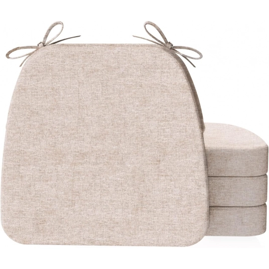 AAAAAcessories D-Shaped Chair Cushions for Dining Chairs with Ties and Removable Cover, 2″ Thick Dining Kitchen Chair Pads, Indo
