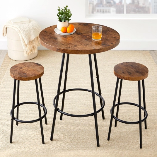 Best Choice Products Bistro Dining Set 3 Piece, Modern Round Counter Height Pub Table, Compact High Top with Bar Stools Pub Dini